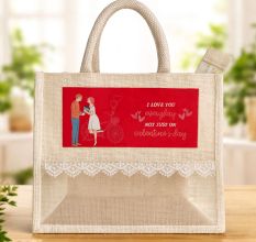 Valentine Jute Gift Bag with Transparent Window Handmade